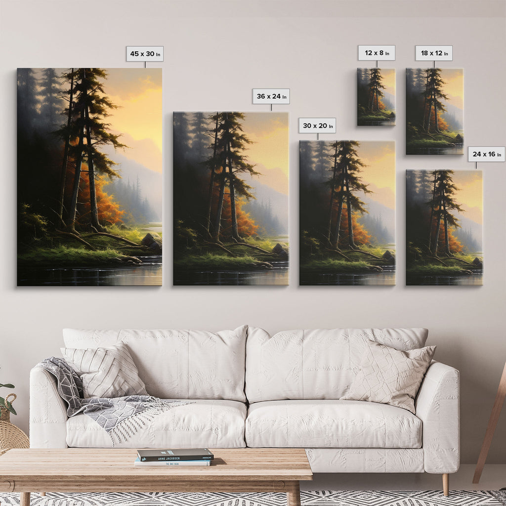 Forest Wall Art, Trees Art Print, Sunset Art, Forest Wall Art, Canvas Print, Wall Art, 3 Piece Wall Art, Dorm Room Art, Ranch House Decor | | Wiccan Center