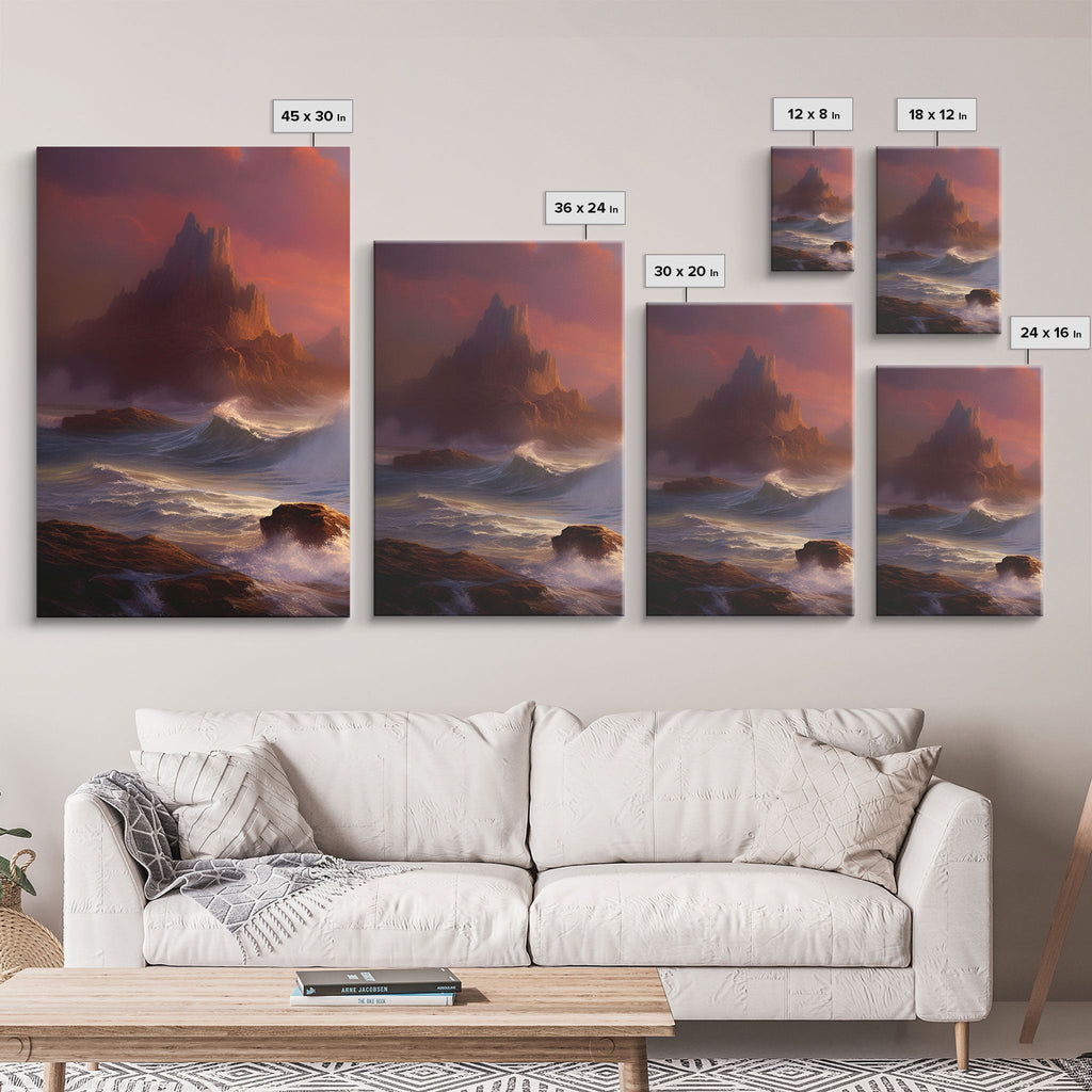 3 Piece Art Set, Seascape Painting Canvas Print, Beach House Decor, Sunset Painting, Original Painting, Boho Style Living Room Art | | Wiccan Center
