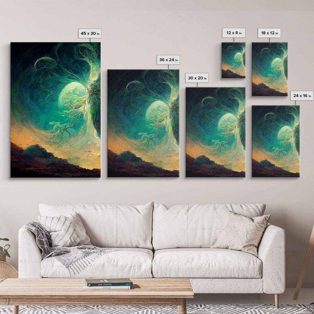 Yggdrasil Tree of Life, Nordic Viking Fantasy Art, Ready To Hang Canvas Print, Cool Living Room Wall Art Decor | | Wiccan Center