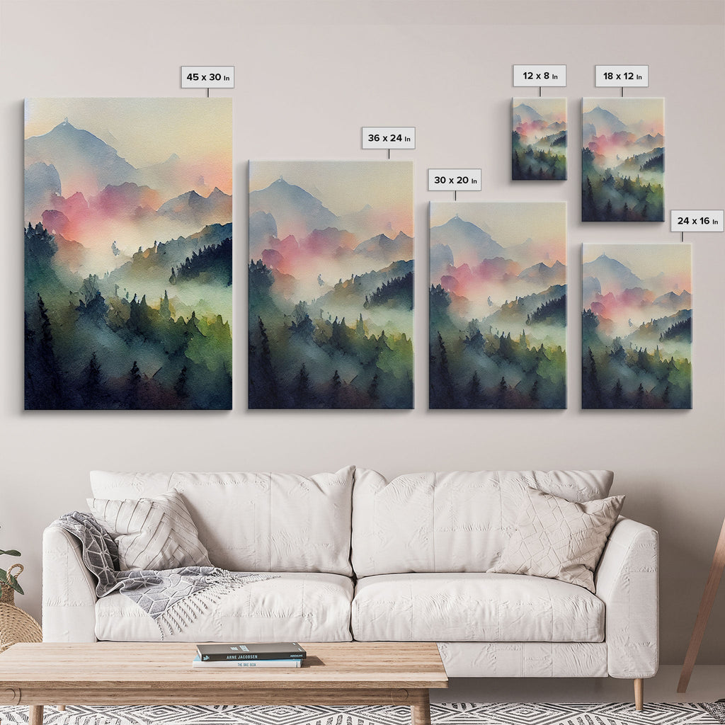 Dramatic Watercolor Sunset Landscape Abstract, Landscape Art, 3 Piece Canvas Decor, 3 Piece Wall Art, Ready To Hang Canvas Prints | | Wiccan Center