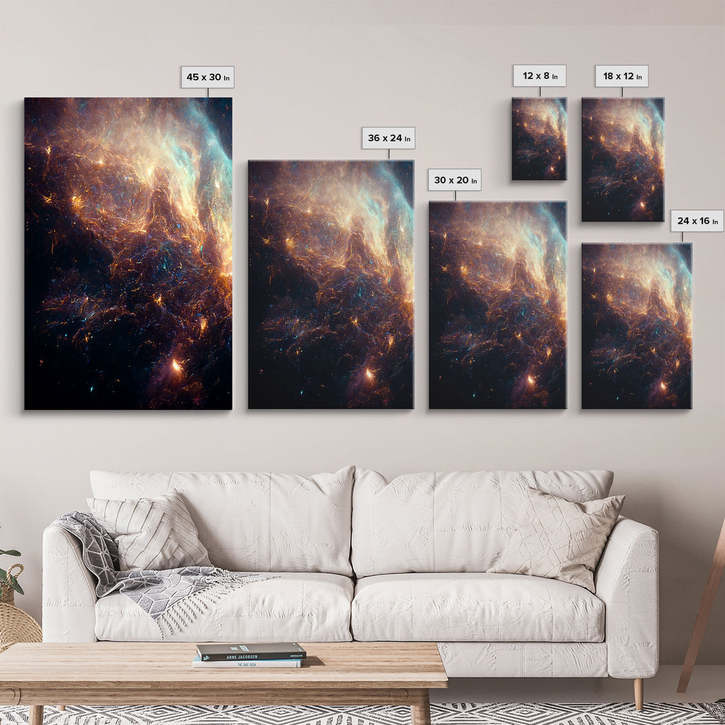 Galaxy of Stars, Scifi, String Theory, 3 Piece Wall Art, Ready To Hang Canvas Print, Cool Living Room Wall Art Decor | | Wiccan Center
