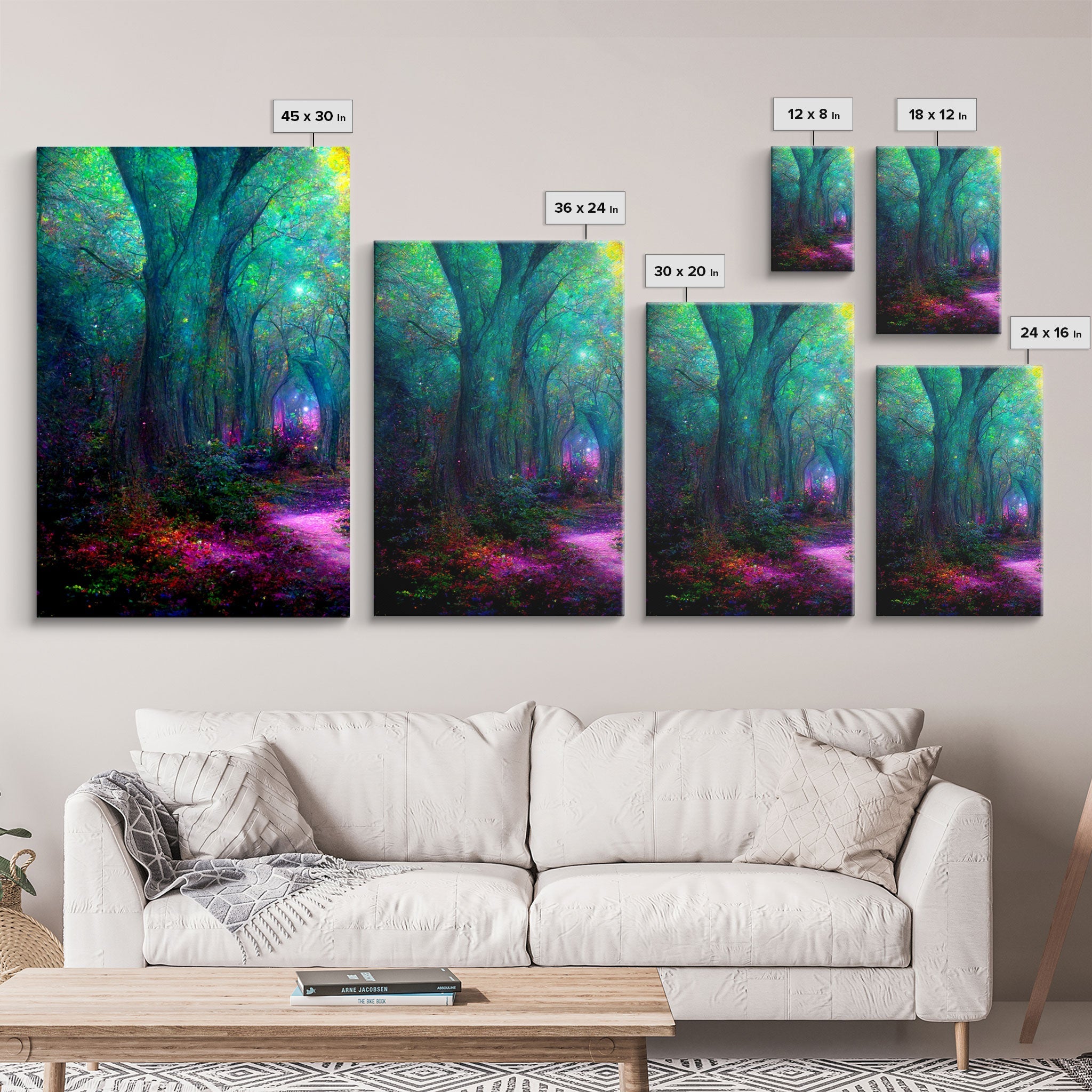 Fantasy wall art, canvas print, magical forest, fantasy landscape art, 3 Piece Wall Art, Ready To Hang Canvas Print | | Wiccan Center
