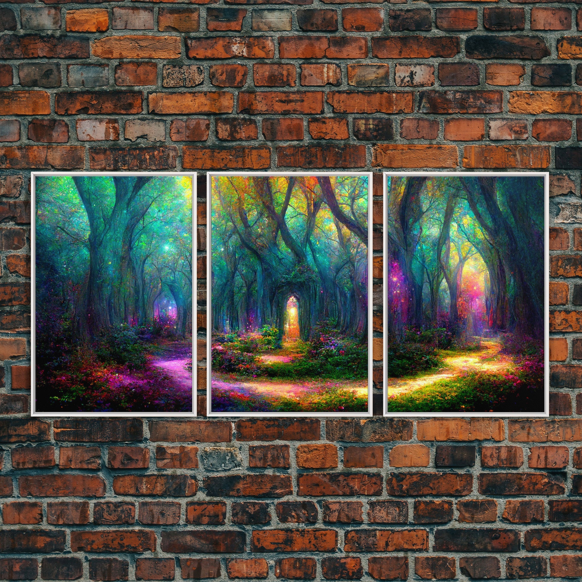 Fantasy wall art, canvas print, magical forest, fantasy landscape art, 3 Piece Wall Art, Ready To Hang Canvas Print | | Wiccan Center