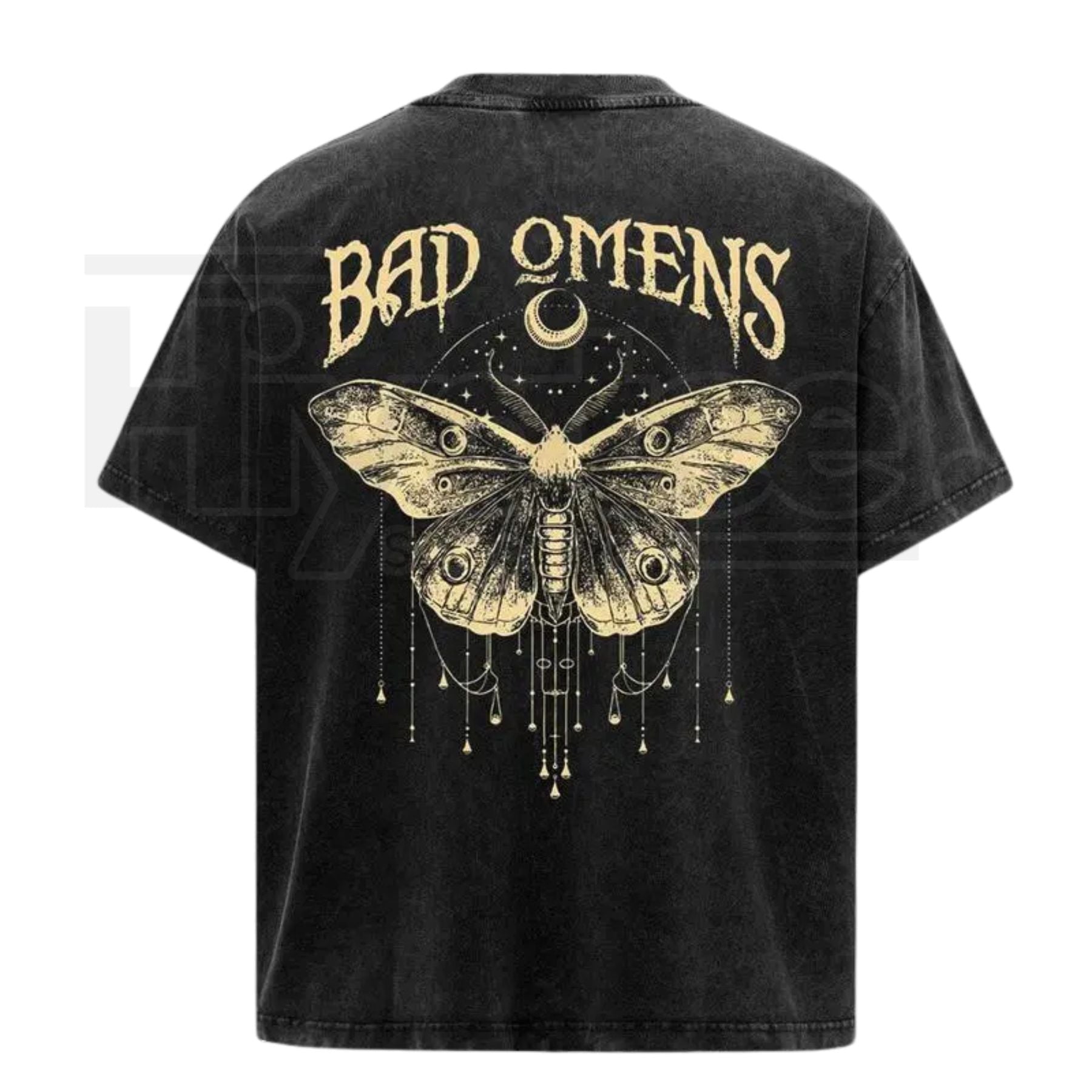 Vintage Moth Graphic Washed T-Shirt – Double-Sided Rock Music Inspired Cotton Tee