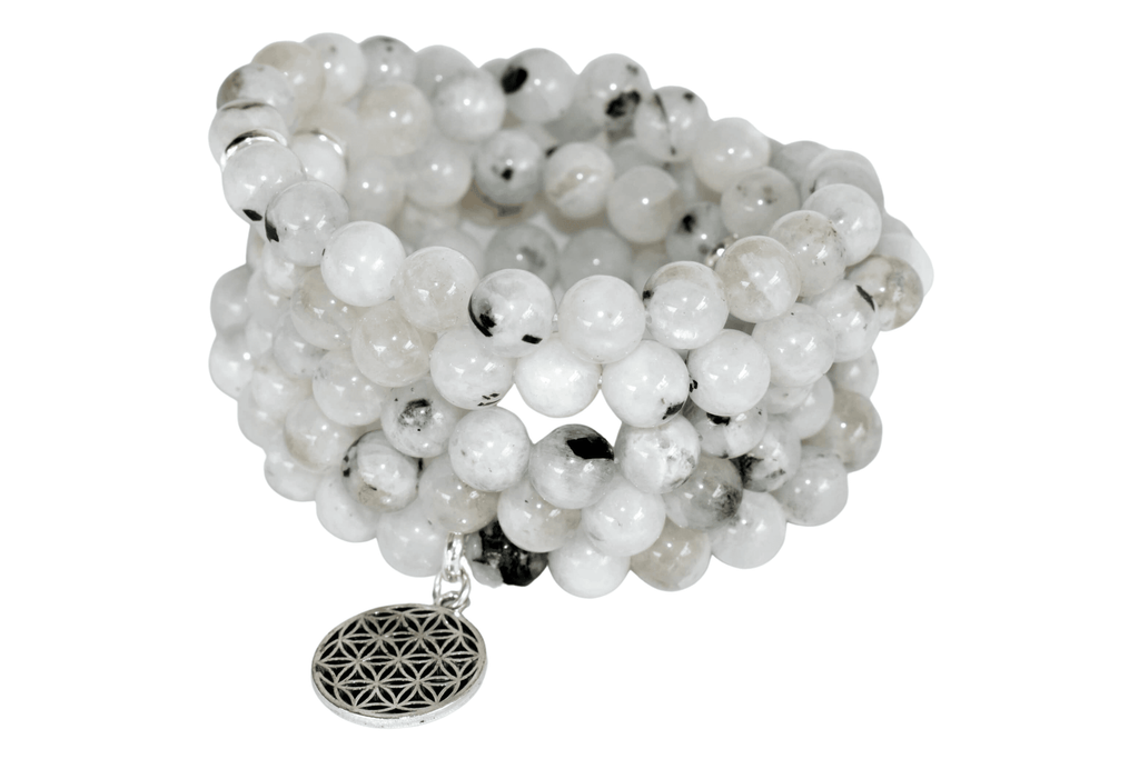 Rainbow Moonstone Beads Mala Bracelet, 108 Prayer Beads Necklace (Creativity and Compassion) | Bracelets | Wiccan Center