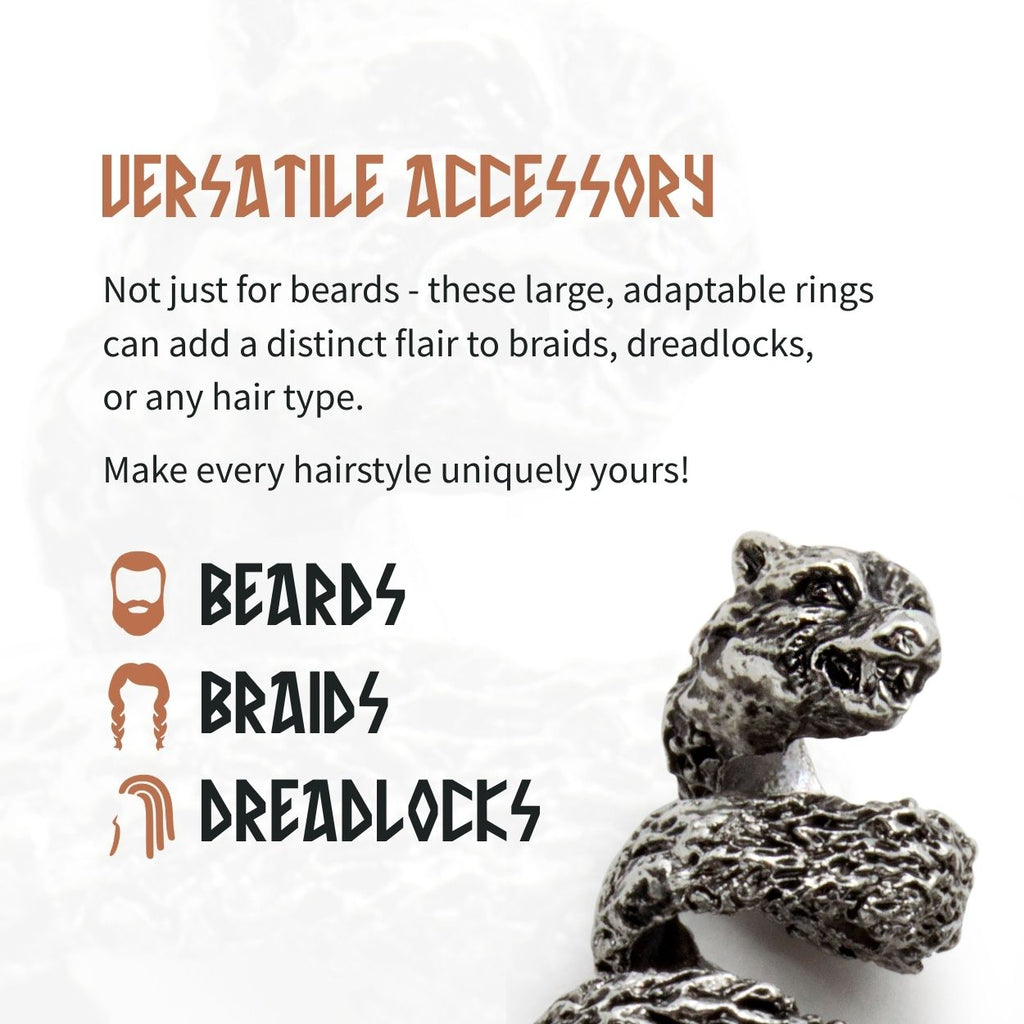 Fenrir Beard Rings – Silver Viking Beard Beads (8-Pack)