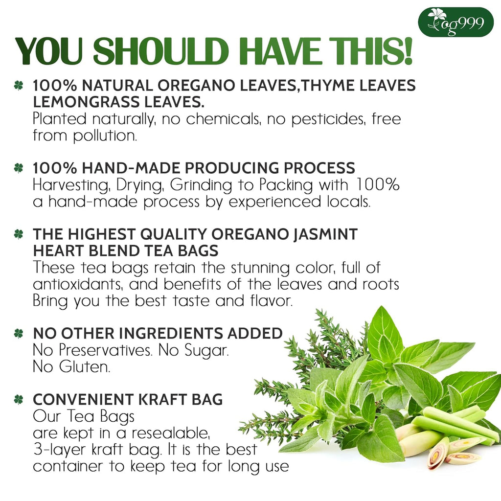 Premium Oregano Herbal Tea with Jasmine-Like Notes | Blend of Oregano, Thyme & Lemongrass | Tea | Wiccan Center