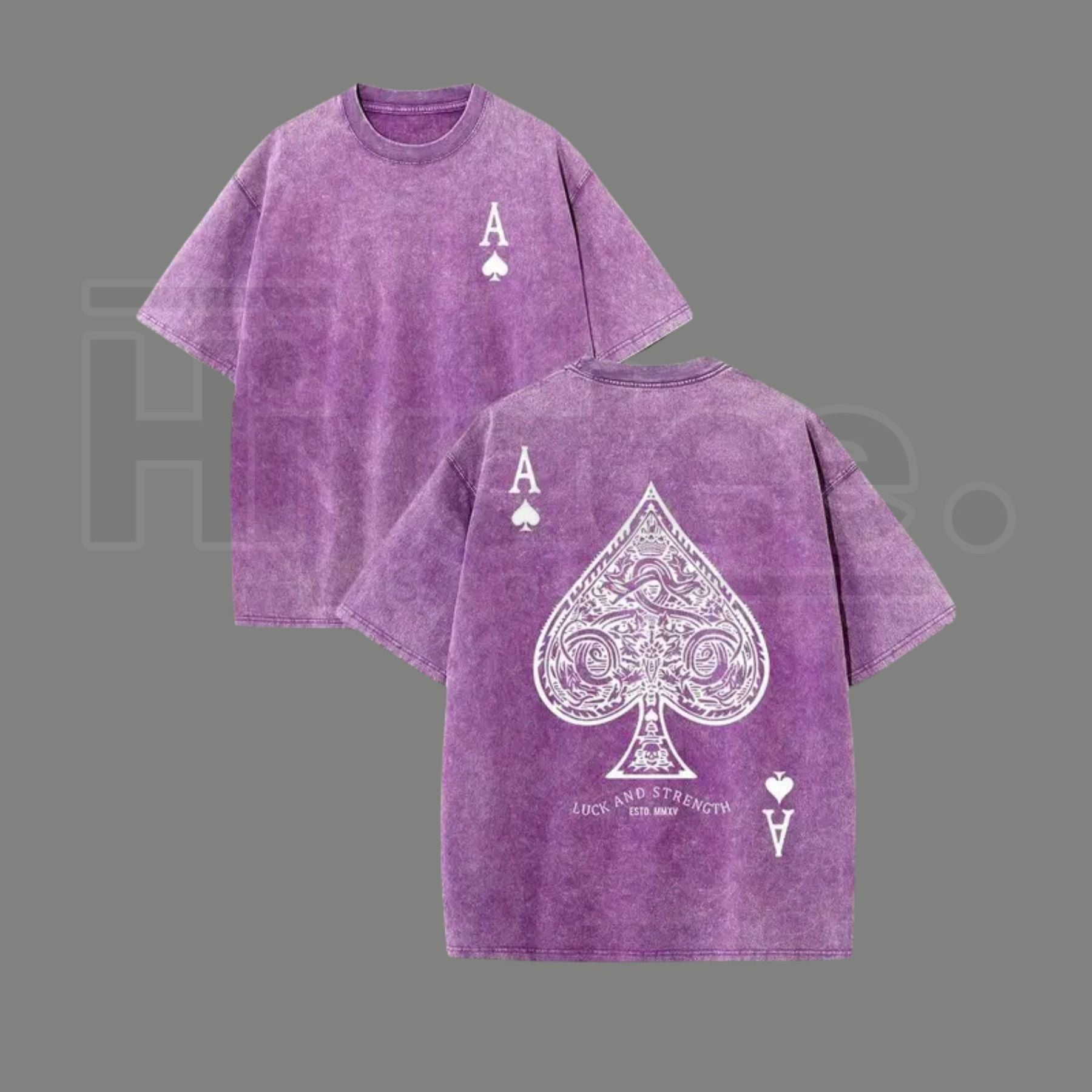 Luck and Strength Vintage Washed T-Shirt – 230G Heavy Cotton Double-Sided Graphic Tee