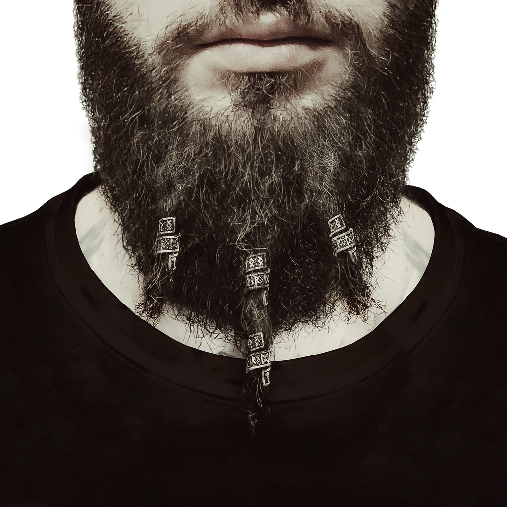 Rune Beard Rings – Elder Futhark Viking Beard Beads (8-Pack)