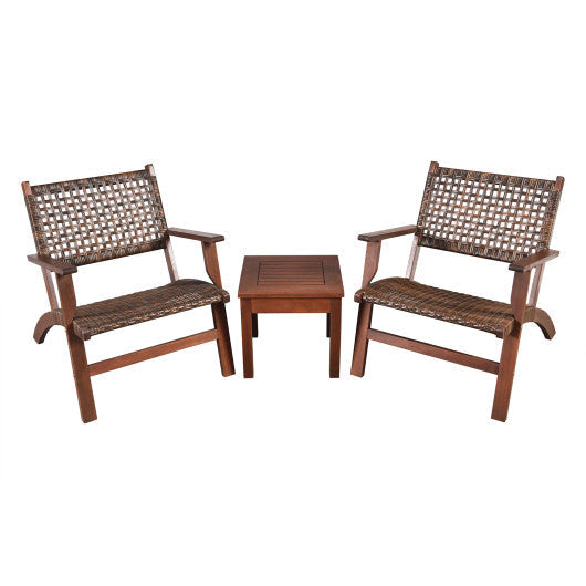 3 Pieces Outdoor Wooden Patio Rattan Furniture Set | Home & Garden | Wiccan Center