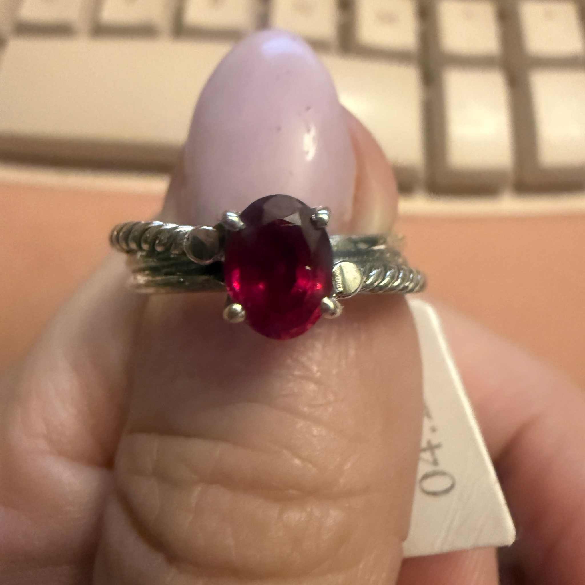 Oval Ruby Double Band Sterling Silver Ring (Size 7) | Rings | Wiccan Center