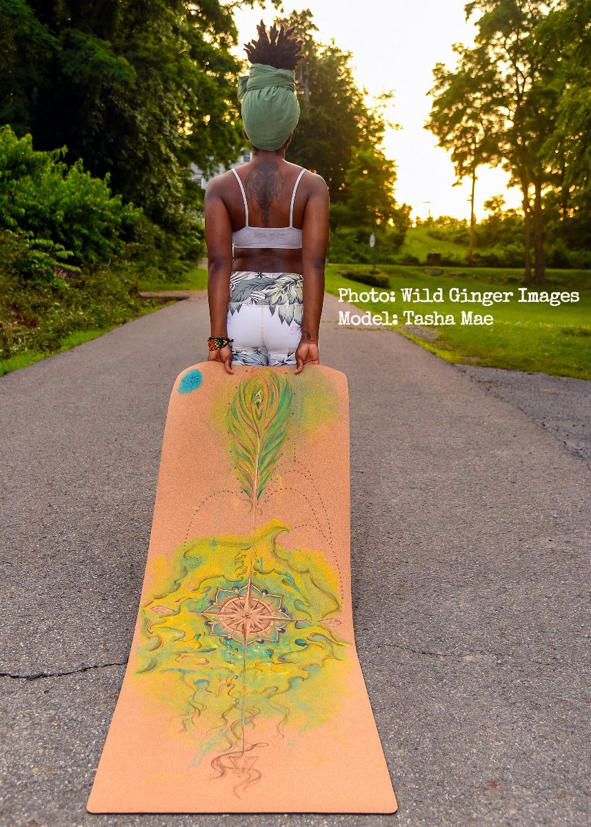True North Painted Cork Yoga Mat | Yoga Mat - Hand Painted | Wiccan Center