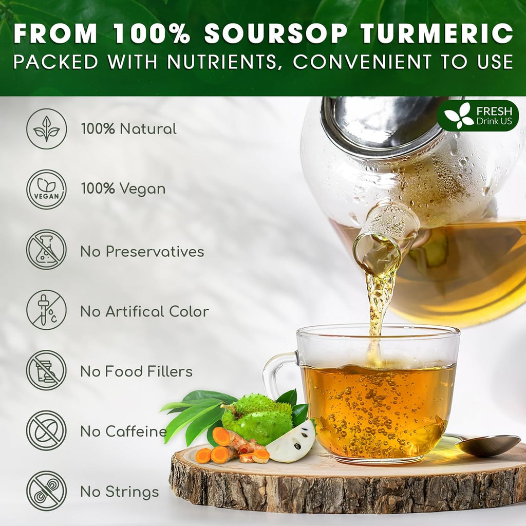 Premium Soursop Turmeric Tea Bags | Blend of Soursop Leaves, and Turmeric Root | Tea | Wiccan Center