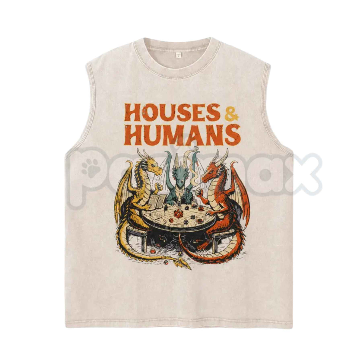 Vintage Acid Wash Fantasy Dragon Tabletop RPG Graphic Tank Top – D&D Dungeon Master Sleeveless Shirt, Retro Mythical Dragon Lightweight Cotton Unisex Top | Tank Top | Wiccan Center