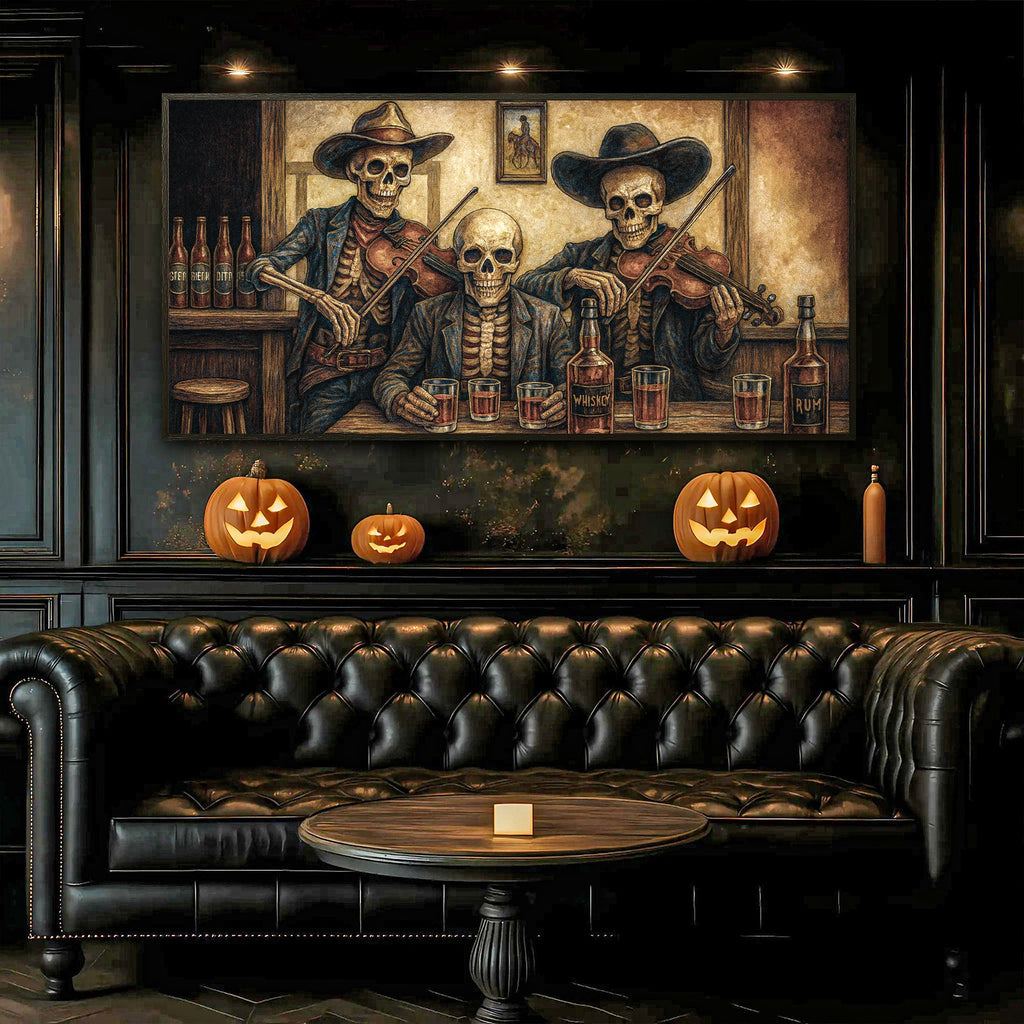 Cowboy Skeletons Western Bar Wall Art | Canvas | Wiccan Center