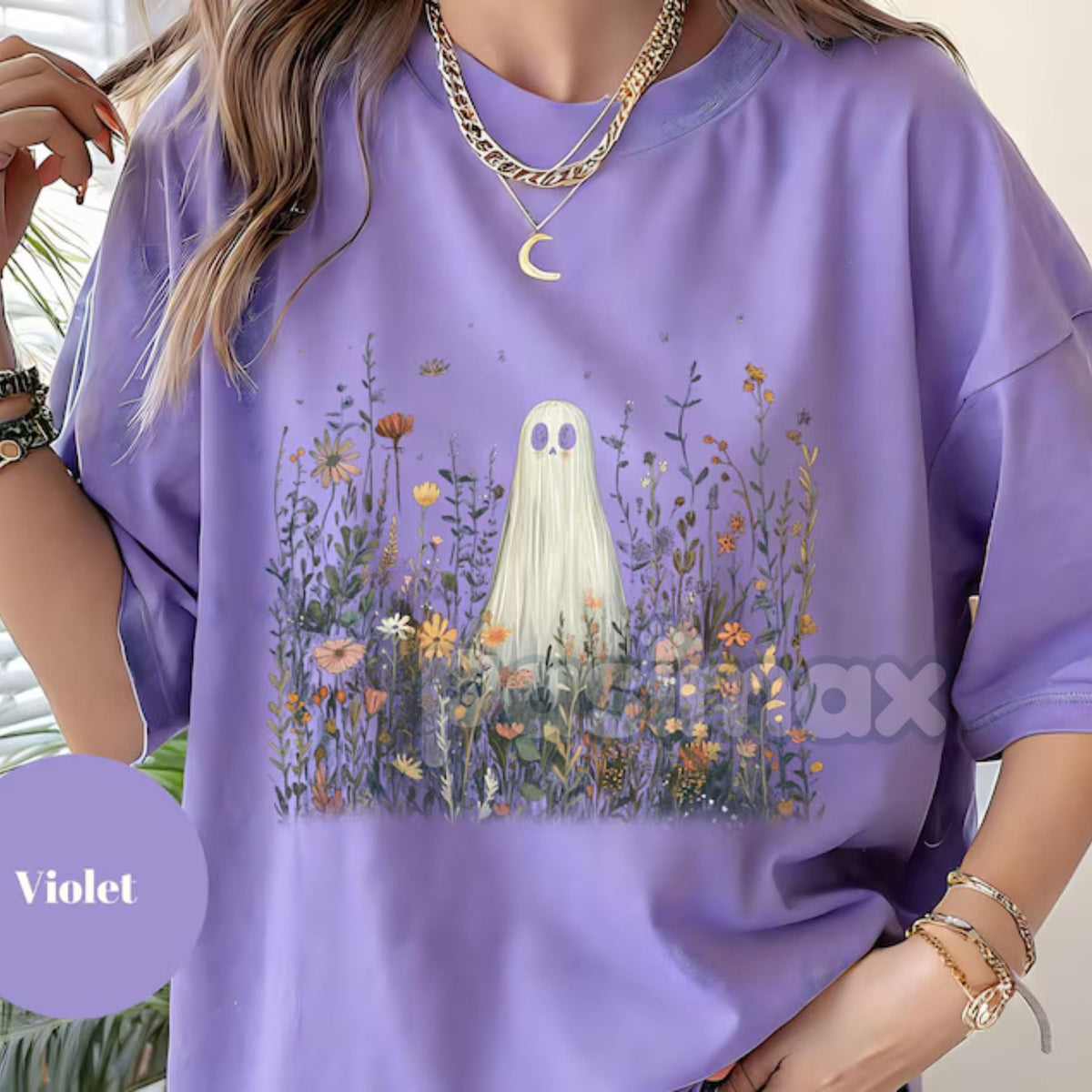 Comfort Colors® Enchanted Ghost in Wildflowers T-Shirt – Cottagecore Halloween Floral Tee, Whimsical Fall Graphic, Fairy Tale Spooky Gift | T-Shirt | Wiccan Center