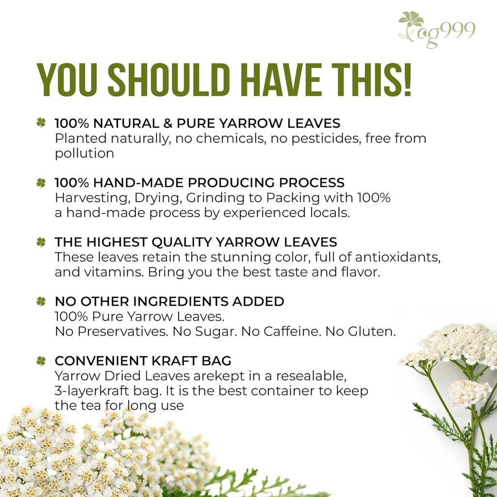 Premium Yarrow Tea Leaves | Naturally Aromatic, Freshly Packed Loose Leaf Yarrow | Tea | Wiccan Center