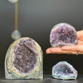 3 pieces lot Amethyst Crystals, Small Amethysts SET, polished crystals with agate layers at edges | Amethyst Geodes | Wiccan Center