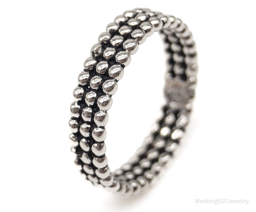 Vintage Triple Beaded Row Style Sterling Silver Band Ring - Size 9 | Jewelry > Rings | Wiccan Center