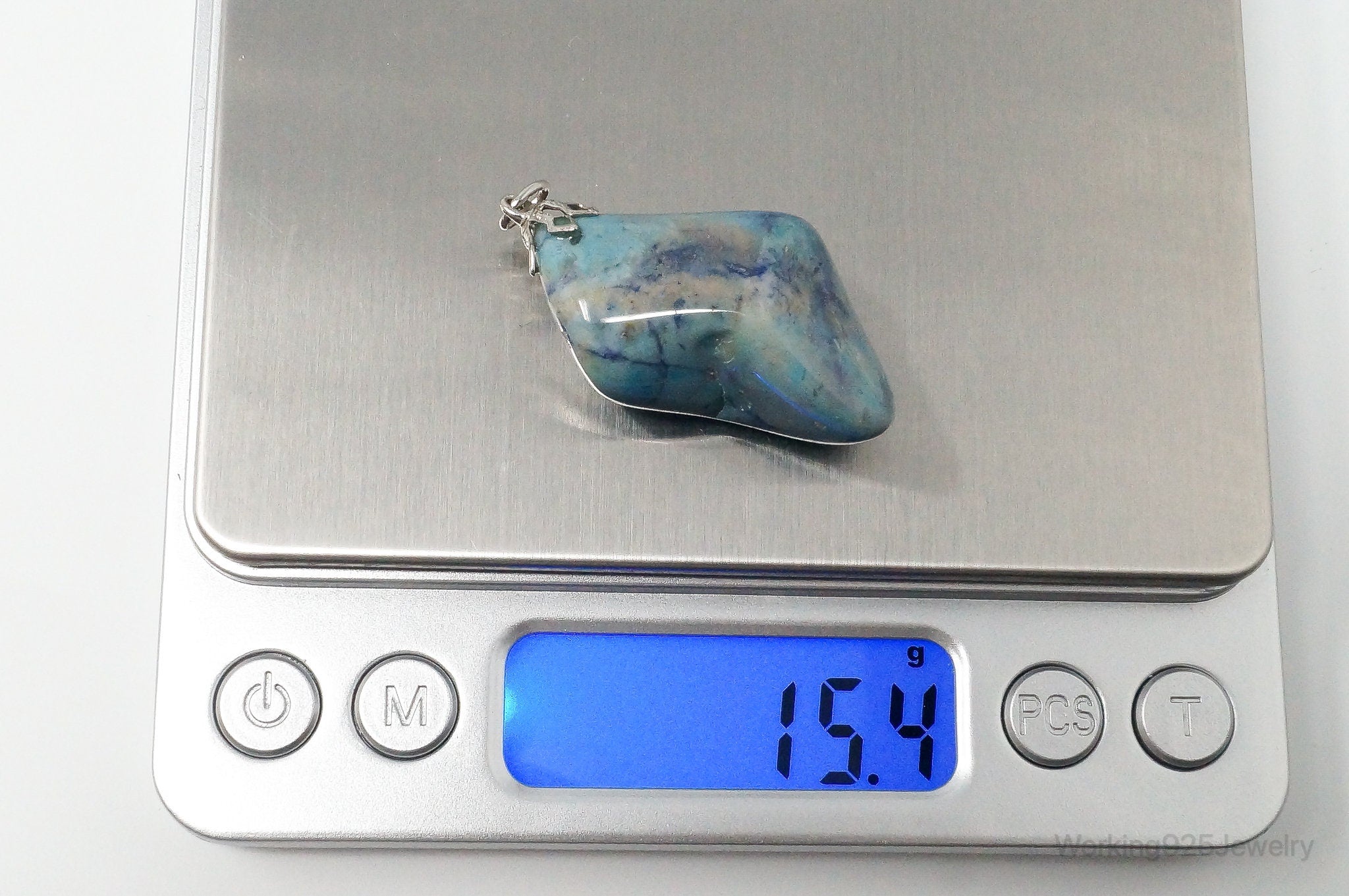 Vintage Large Blue Agate Necklace Pendant | Jewelry > Necklaces > Pendants | Wiccan Center