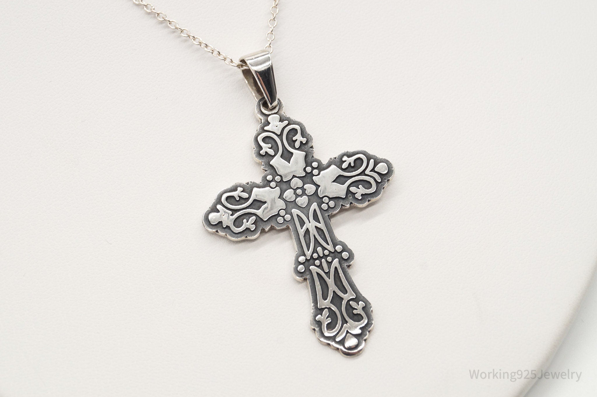 Vintage Large Mexico Artisan CII Cross Sterling Silver Necklace | Jewelry > Necklaces > Pendants | Wiccan Center
