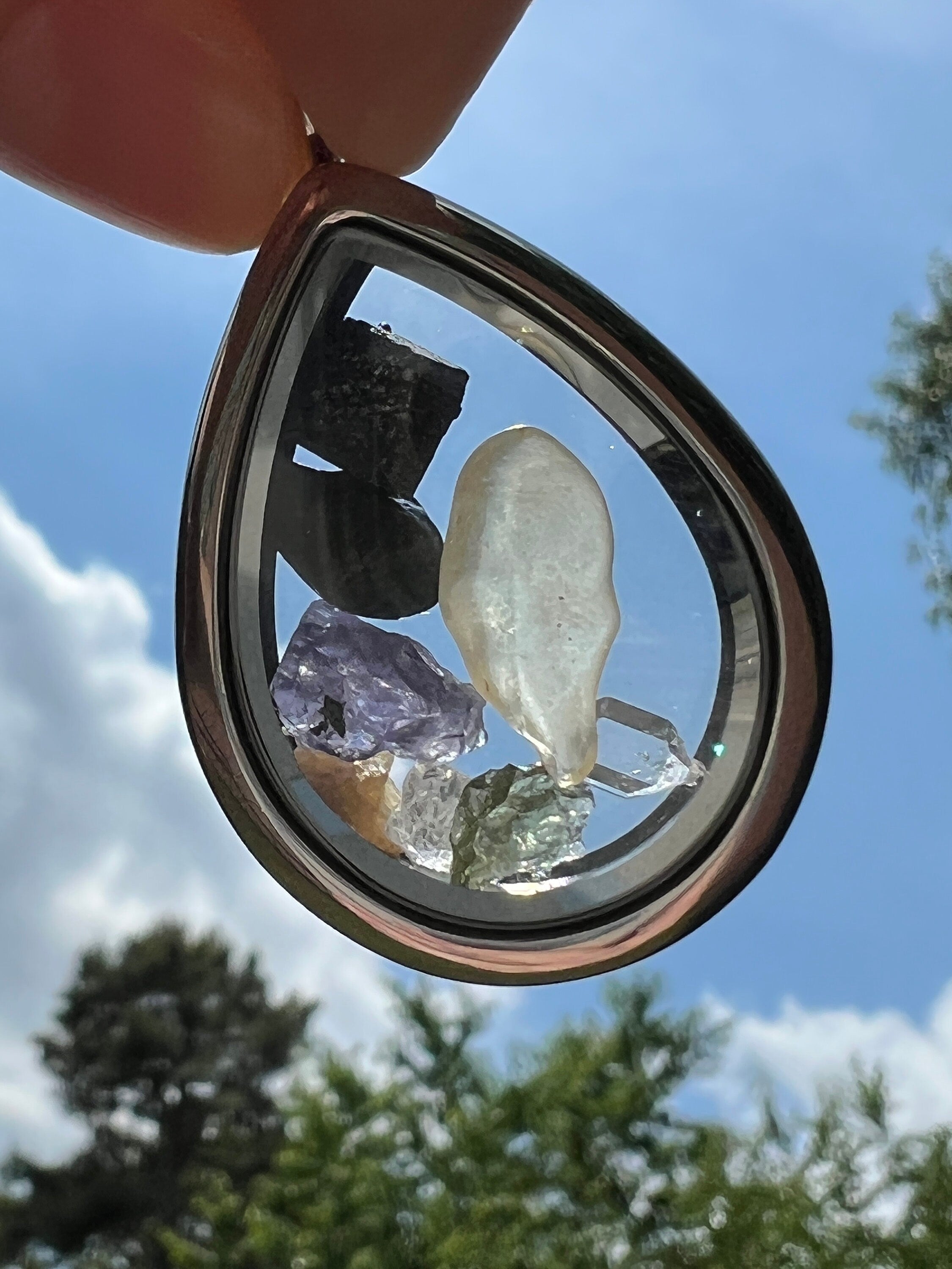 Moldavite Libyan Desert Glass Brookite Herderite Phenacite Natrolite Tibetan Tektite Tanzanite Herkimer Synergy 12 Pendant Jewelry Necklace | | Wiccan Center