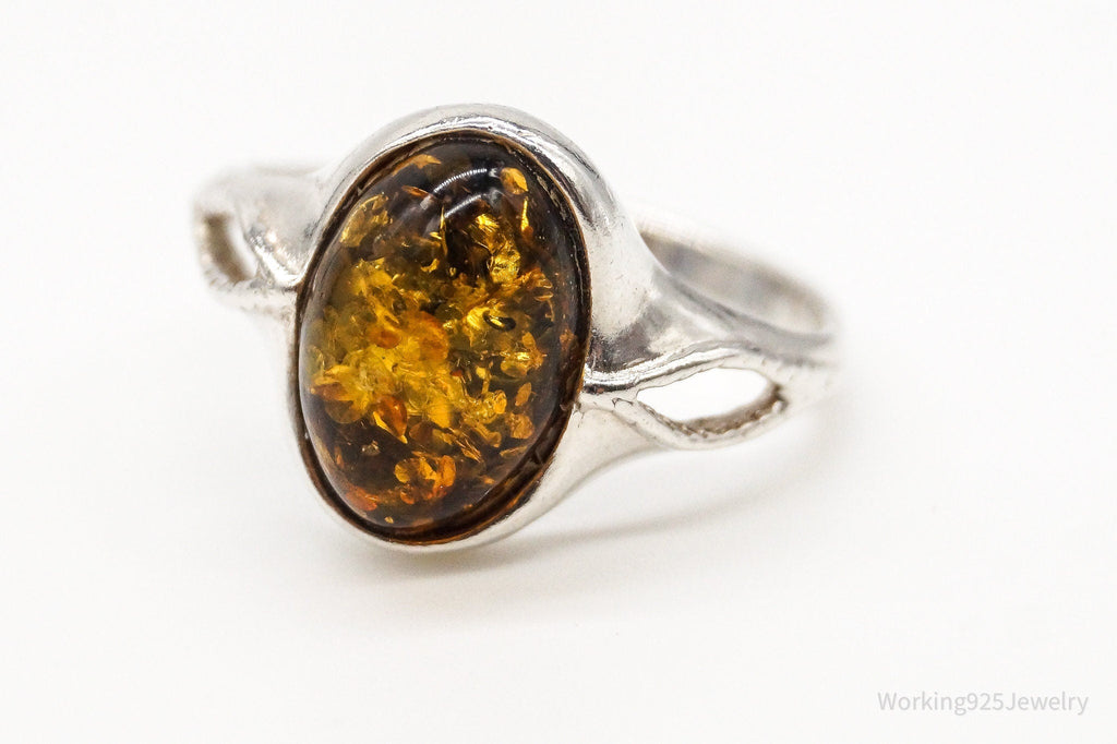 Vintage Designer PS Amber Modernist Sterling Silver Ring - Sz 7.5 Adjustable | Jewelry > Rings | Wiccan Center