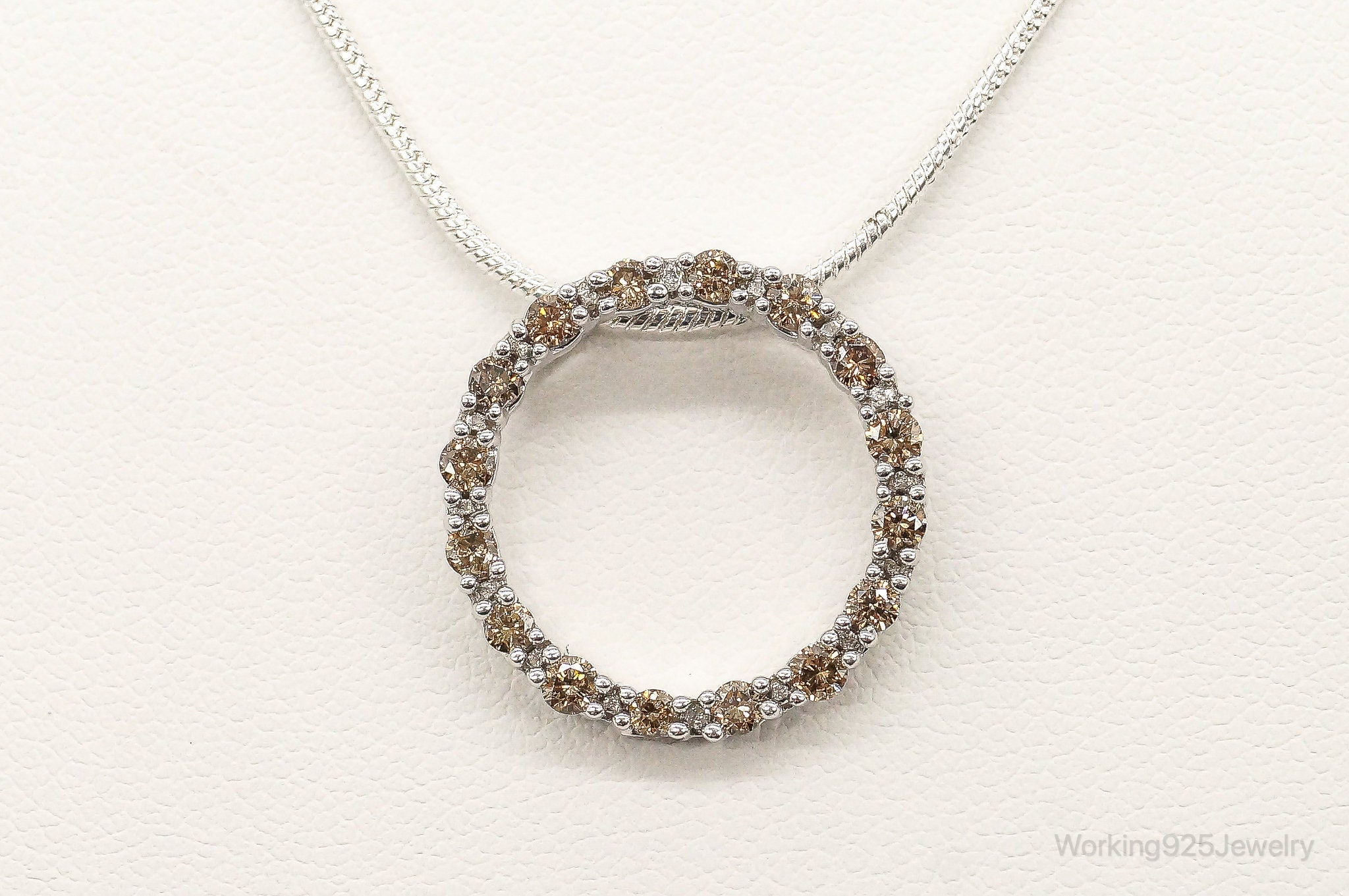 Designer JWBR White & Champagne Diamond Sterling Silver Necklace | Jewelry > Necklaces > Pendants | Wiccan Center