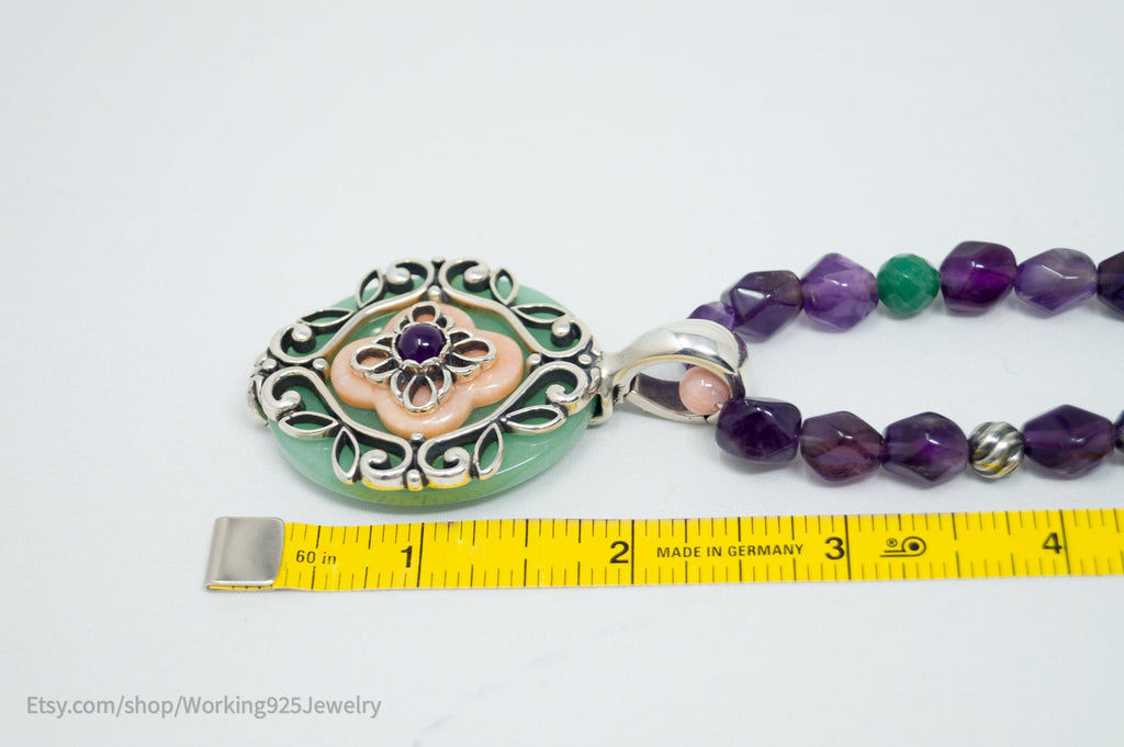 Vintage Carolyn Pollack Relios Amethyst Bead Western Sterling Silver Necklace | Jewelry > Necklaces > Pendants | Wiccan Center