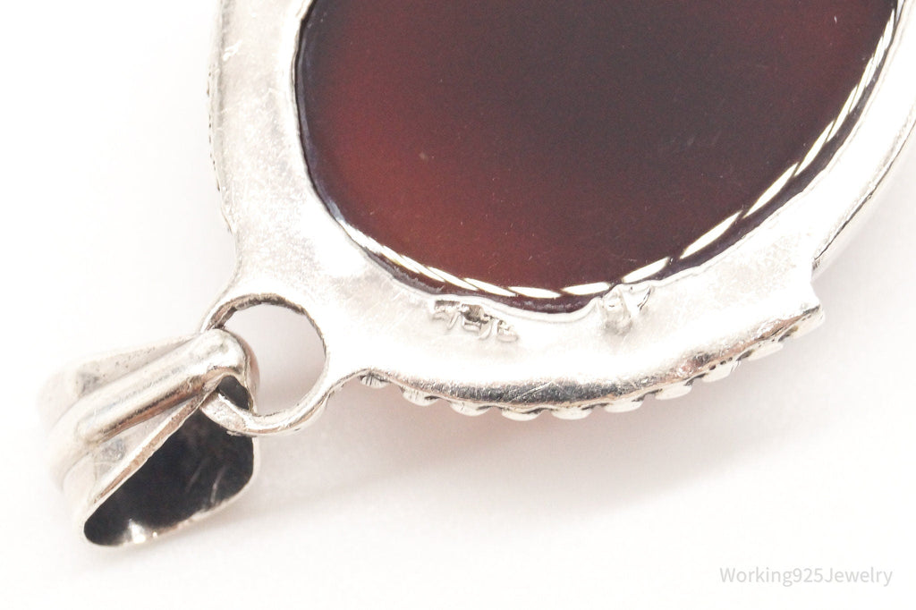 Vintage Large Red Agate Sterling Silver Pendant | Jewelry > Necklaces > Pendants | Wiccan Center
