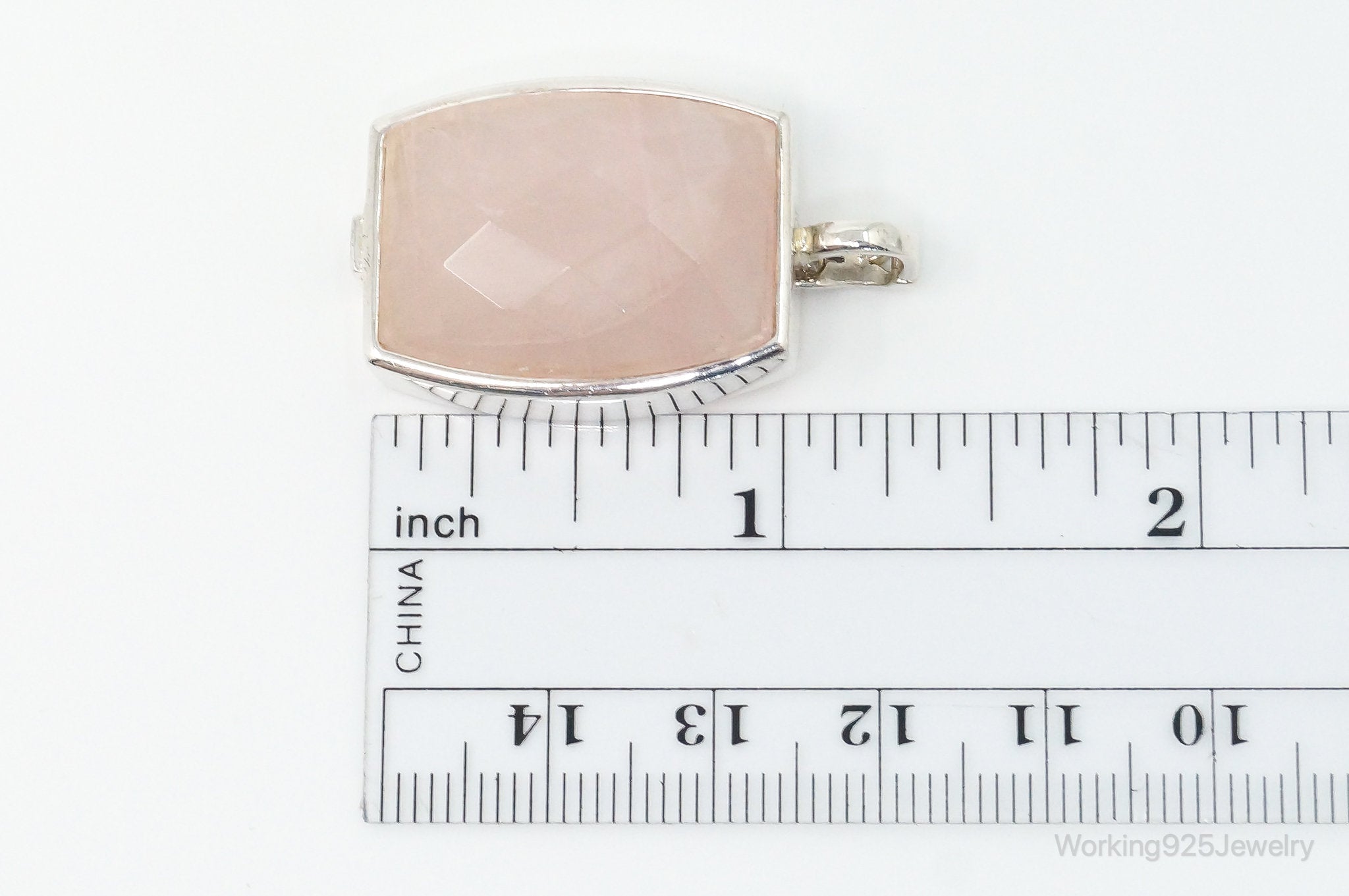 Large Designer ELLE Rose Quartz Ruby Sterling Silver Necklace Pendant | Jewelry > Necklaces > Pendants | Wiccan Center