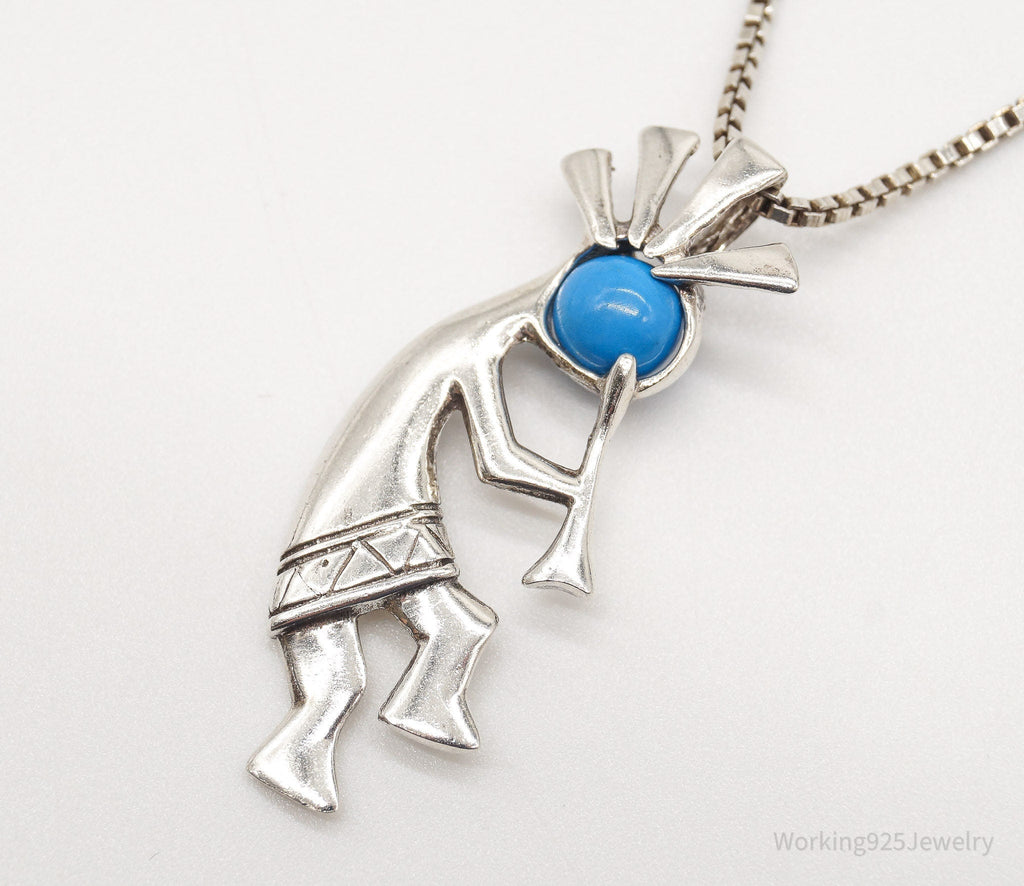 Vintage Handmade Native American Kokopelli Turquoise Sterling Silver Necklace | Jewelry > Necklaces > Pendants | Wiccan Center