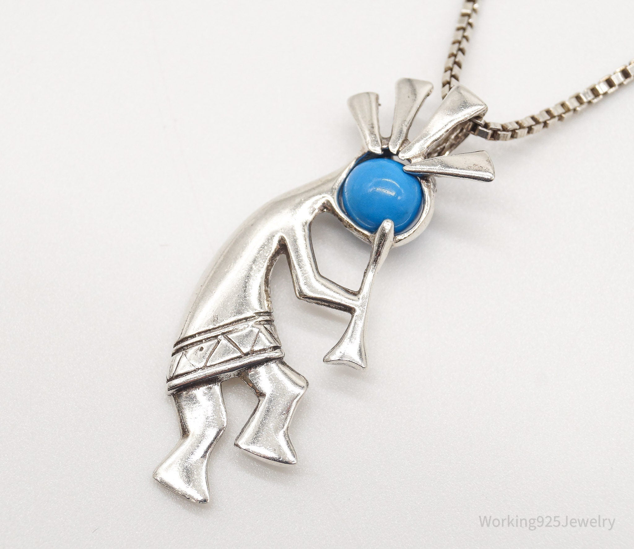 Vintage Handmade Native American Kokopelli Turquoise Sterling Silver Necklace | Jewelry > Necklaces > Pendants | Wiccan Center