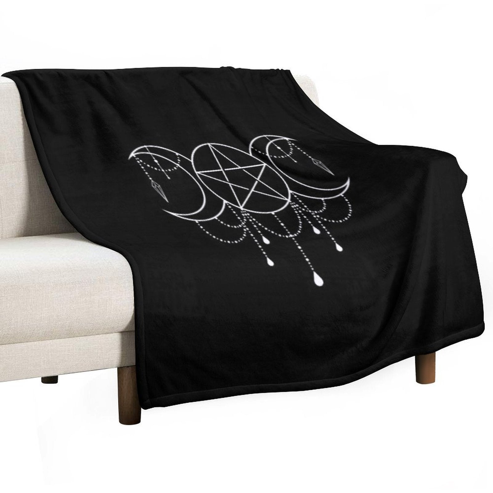 Triple Moon Goddess Pentacle Lightweight Throw Blanket