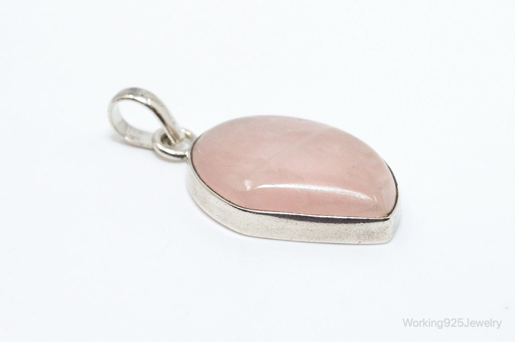 Large Vintage Rose Quartz Sterling Silver Necklace Pendant | Jewelry > Necklaces > Pendants | Wiccan Center