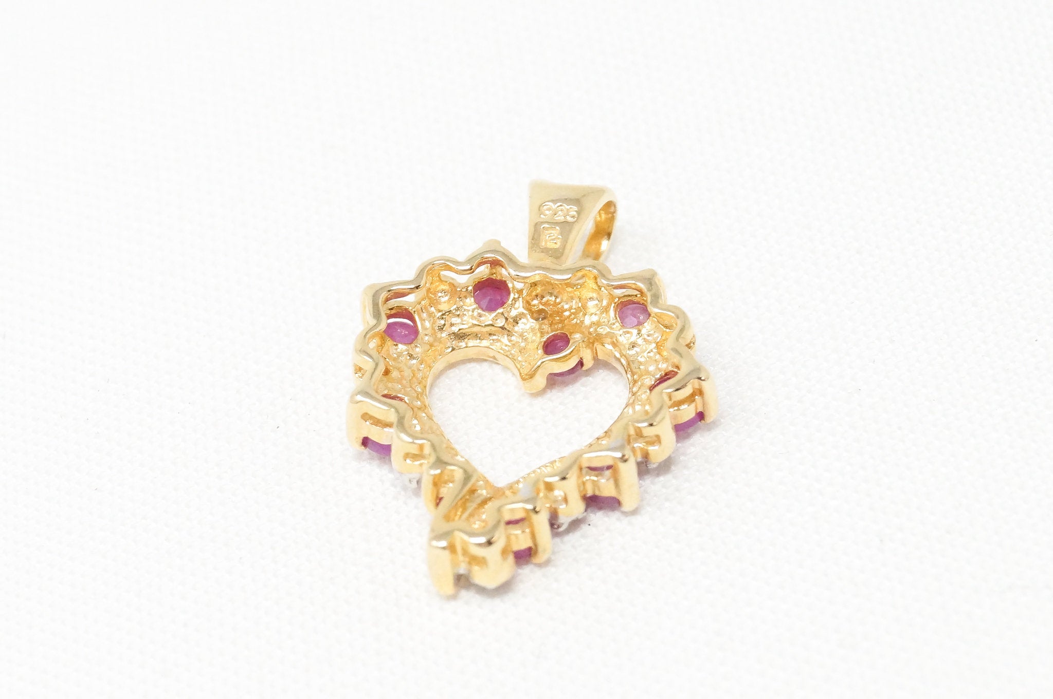 Vintage Ruby Heart Cubic Zirconia Gold Vermeil Sterling Silver Necklace Pendant | Jewelry > Necklaces > Pendants | Wiccan Center