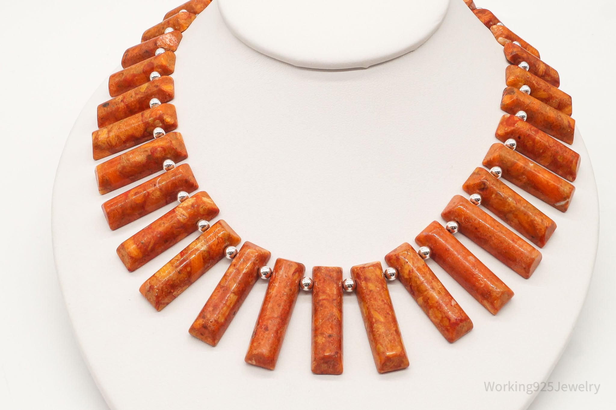 Vintage Desert Rose Trading Orange Sponge Coral Sterling Silver Necklace | Jewelry > Necklaces | Wiccan Center