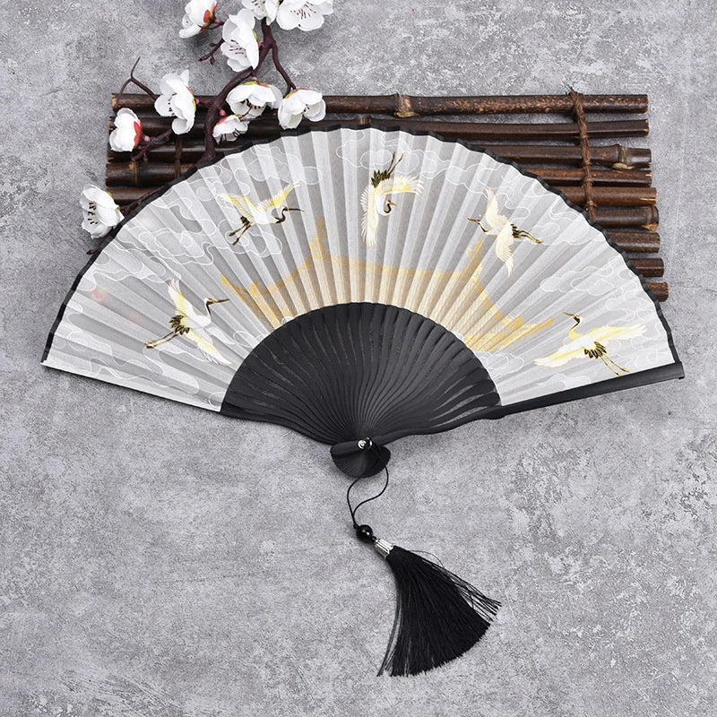 Vintage Bamboo & Silk Folding Hand Fan – Art Floral Design | Fans | Wiccan Center