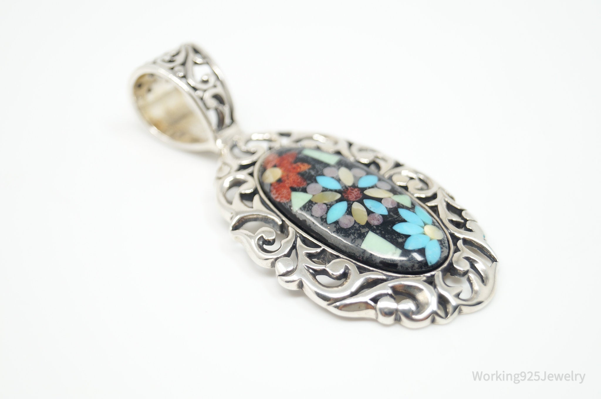 Vintage Carolyn Pollack Relios Multi Gem Flower Sterling Silver Pendant | Jewelry > Necklaces > Pendants | Wiccan Center
