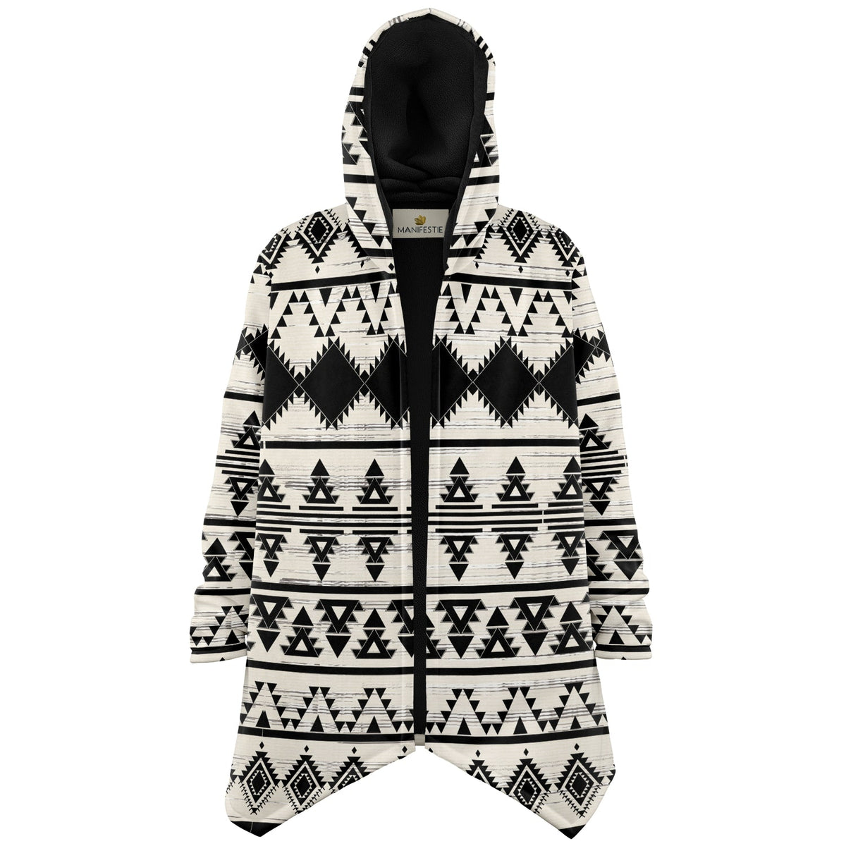 Hawk Eye Tribal Cuddle Cloak | Unisex Minky Sherpa Lined Hooded Coat | Women and Mens Festival Coat | Mountain Fashion | Microfleece Cloak - AOP | Wiccan Center