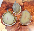 Brown Agate Slice Pendant (Silver Plated Edges) Polished Geode Jewelry | Retail Pendants | Wiccan Center