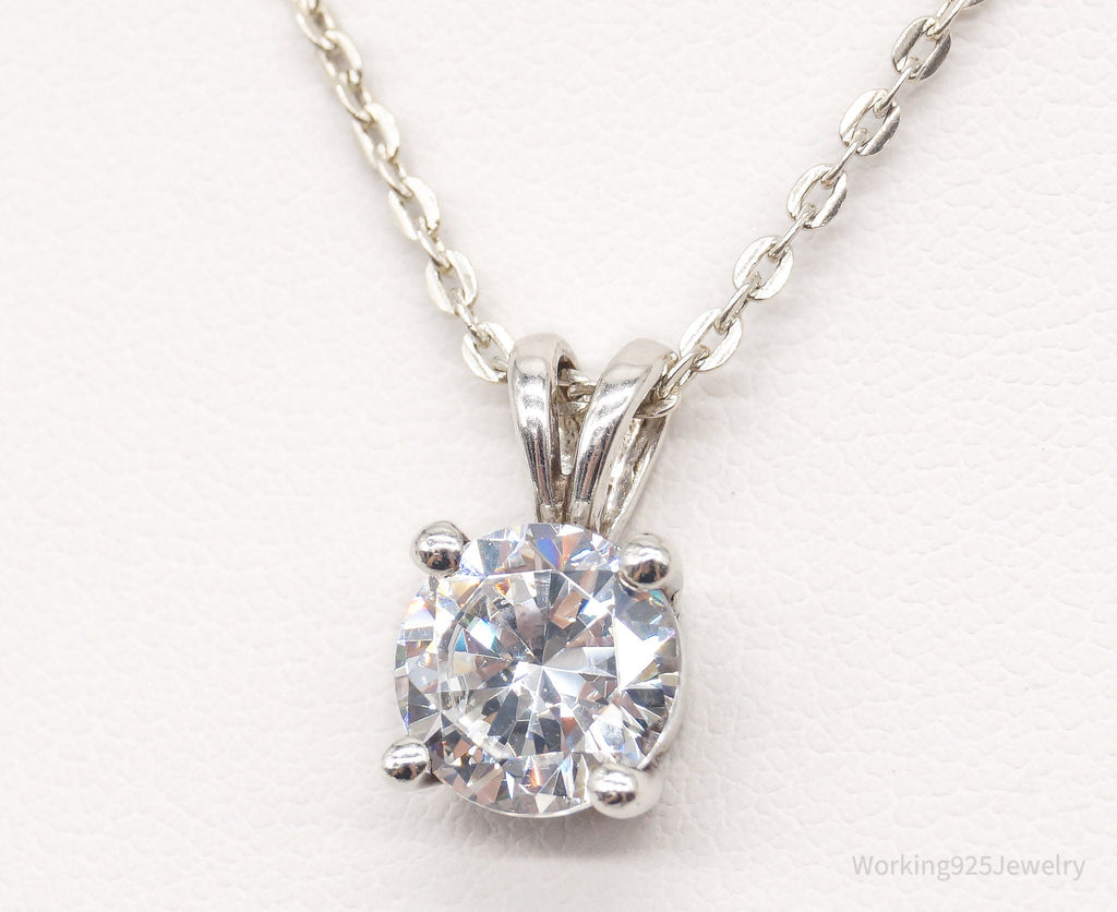 Vintage Large Cubic Zirconia DQCZ Sterling Silver Necklace | Jewelry > Necklaces > Pendants | Wiccan Center