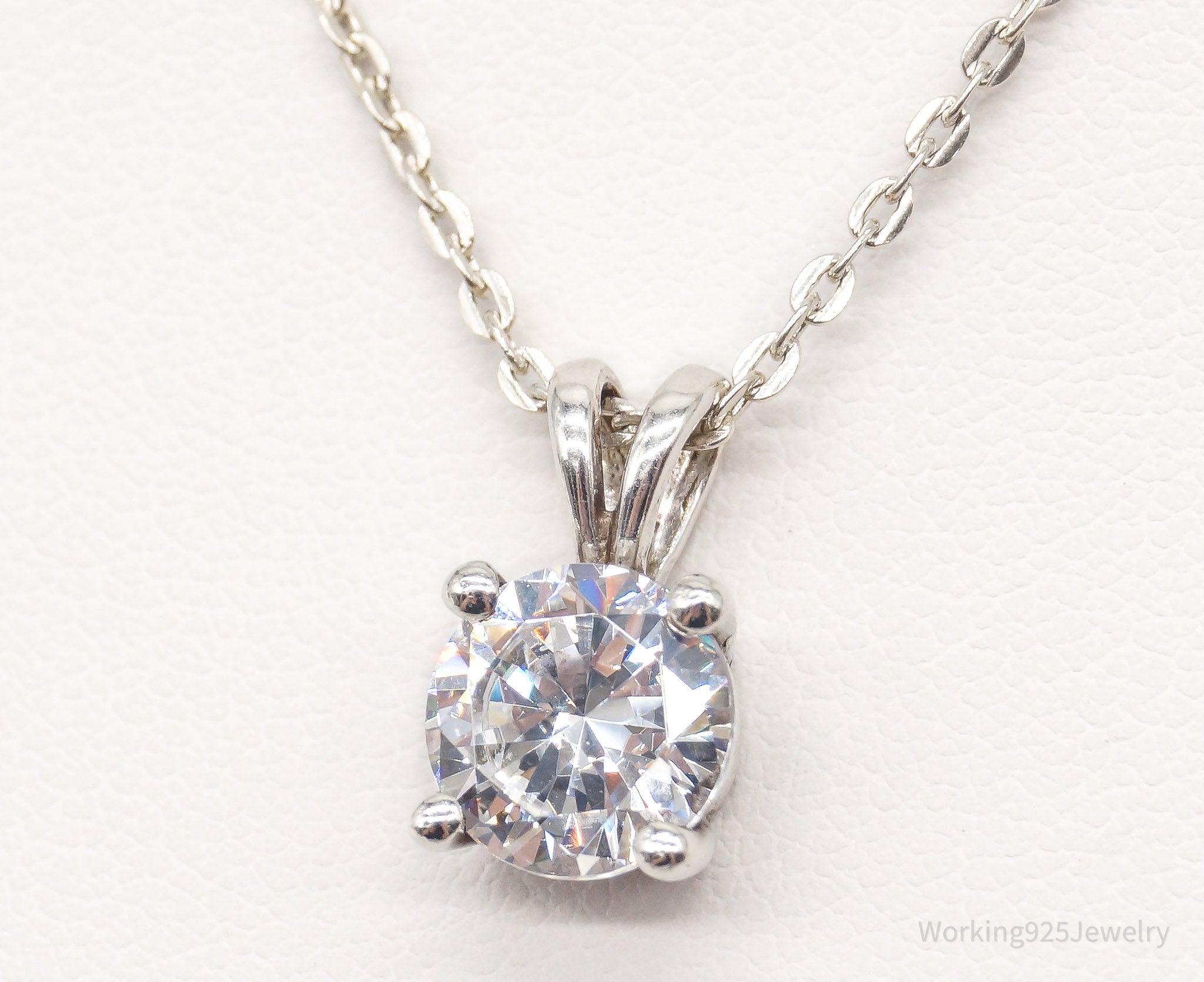 Vintage Large Cubic Zirconia DQCZ Sterling Silver Necklace | Jewelry > Necklaces > Pendants | Wiccan Center