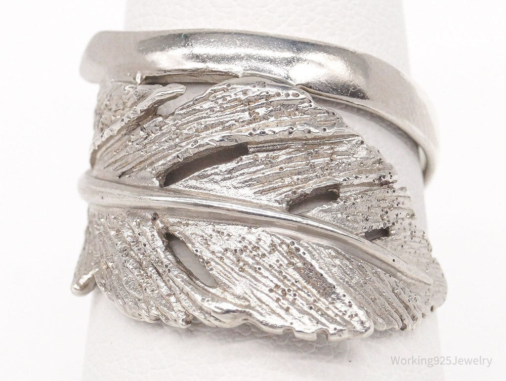 Vintage Italian Designer RCI Leaf Feather Sterling Silver Ring - Size 7.5 | Jewelry > Rings | Wiccan Center