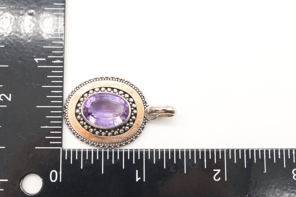 Large Vintage Amethyst Two Tone Sterling Silver Pendant | Jewelry > Necklaces > Pendants | Wiccan Center