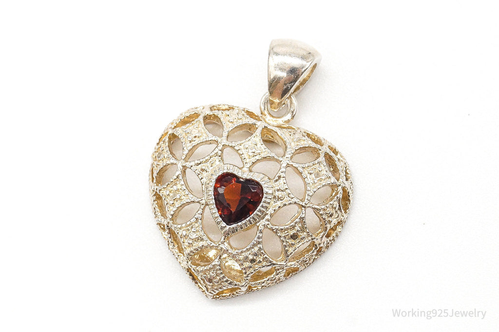 Vintage Designer Avon Garnet Heart Sterling Silver Pendant | Jewelry > Necklaces > Pendants | Wiccan Center