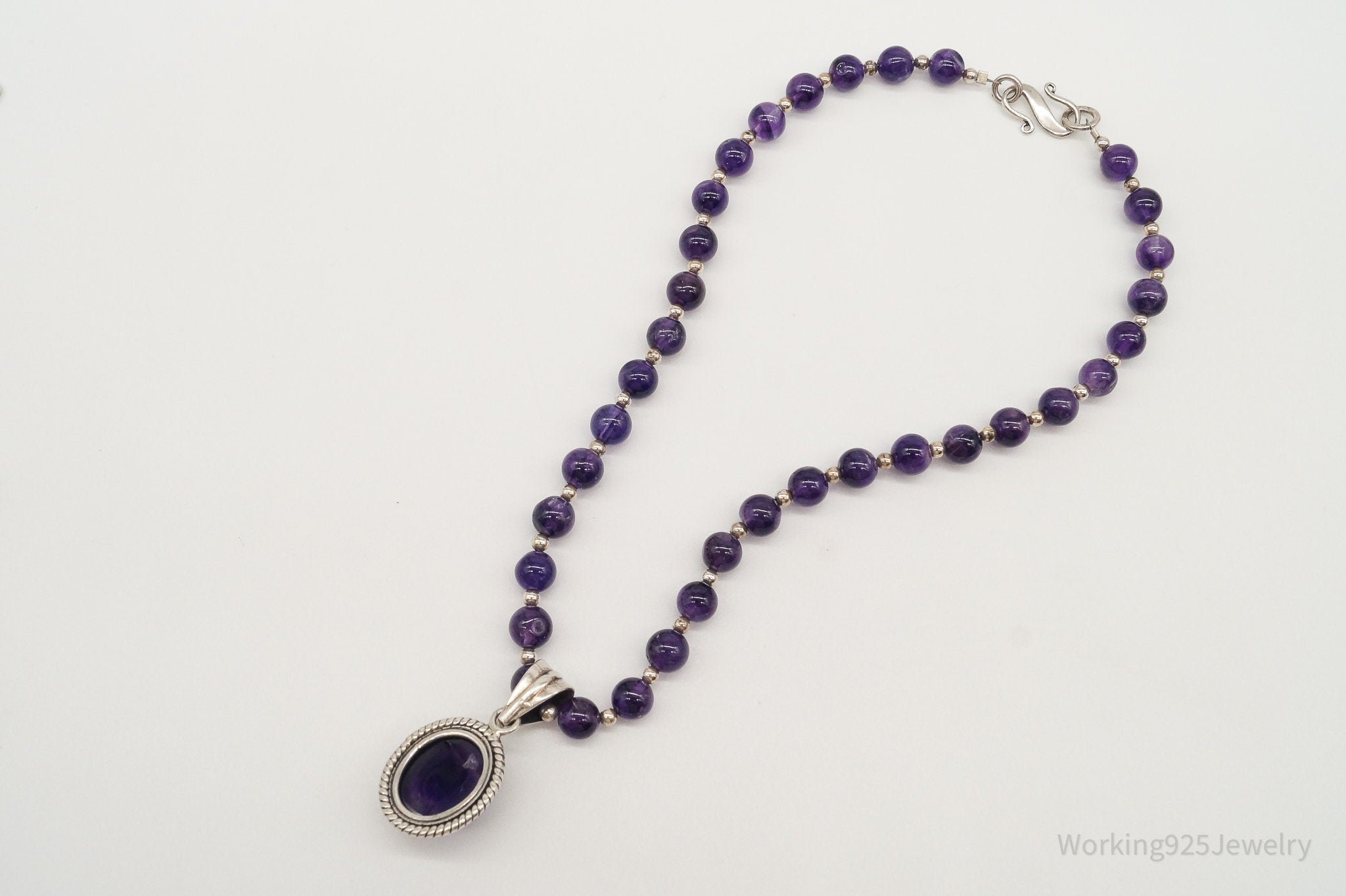Vintage Amethyst Bead Sterling Silver Necklace | Jewelry > Necklaces > Pendants | Wiccan Center