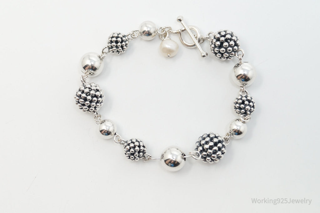 Vintage Designer Michael Dawkins Pearl Spotted Ball Sterling Silver Bracelet | Jewelry > Bracelets | Wiccan Center