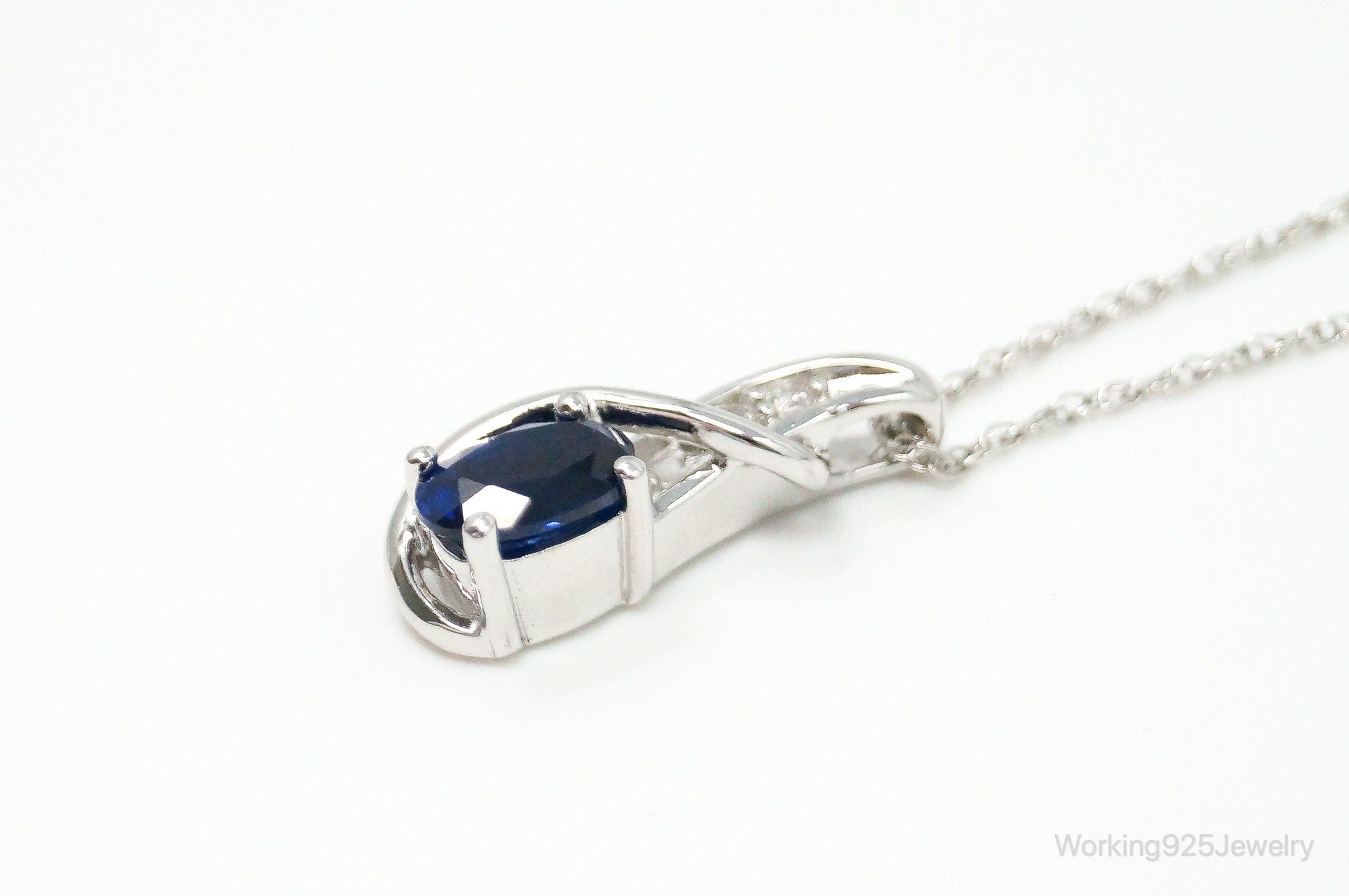 Designer SUN Lab Sapphire Cubic Zirconia Sterling Silver Necklace | Jewelry > Necklaces > Pendants | Wiccan Center