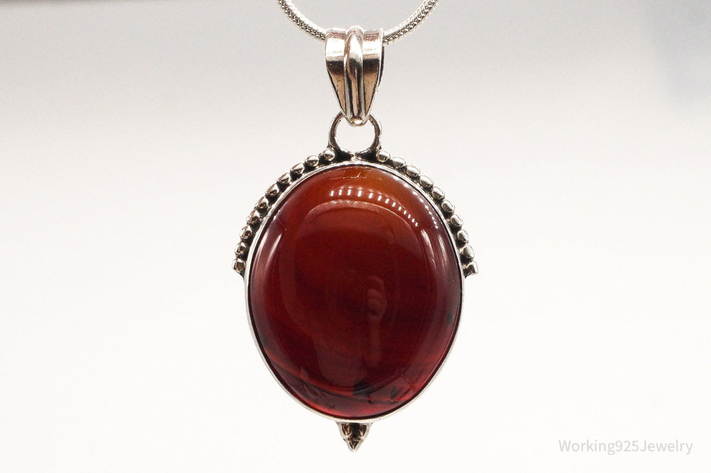 Vintage Large Red Agate Sterling Silver Pendant | Jewelry > Necklaces > Pendants | Wiccan Center